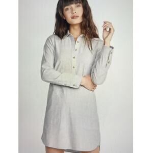 Marine Layer Women Grey Striped Button Front Shirt Dress Tunic Collared Sz Small
